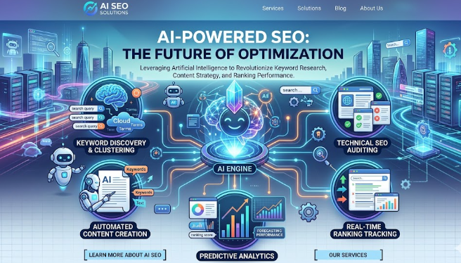 AI-powered SEO - the future of search optimization using artificial intelligence for keyword research, content strategy and ranking performance